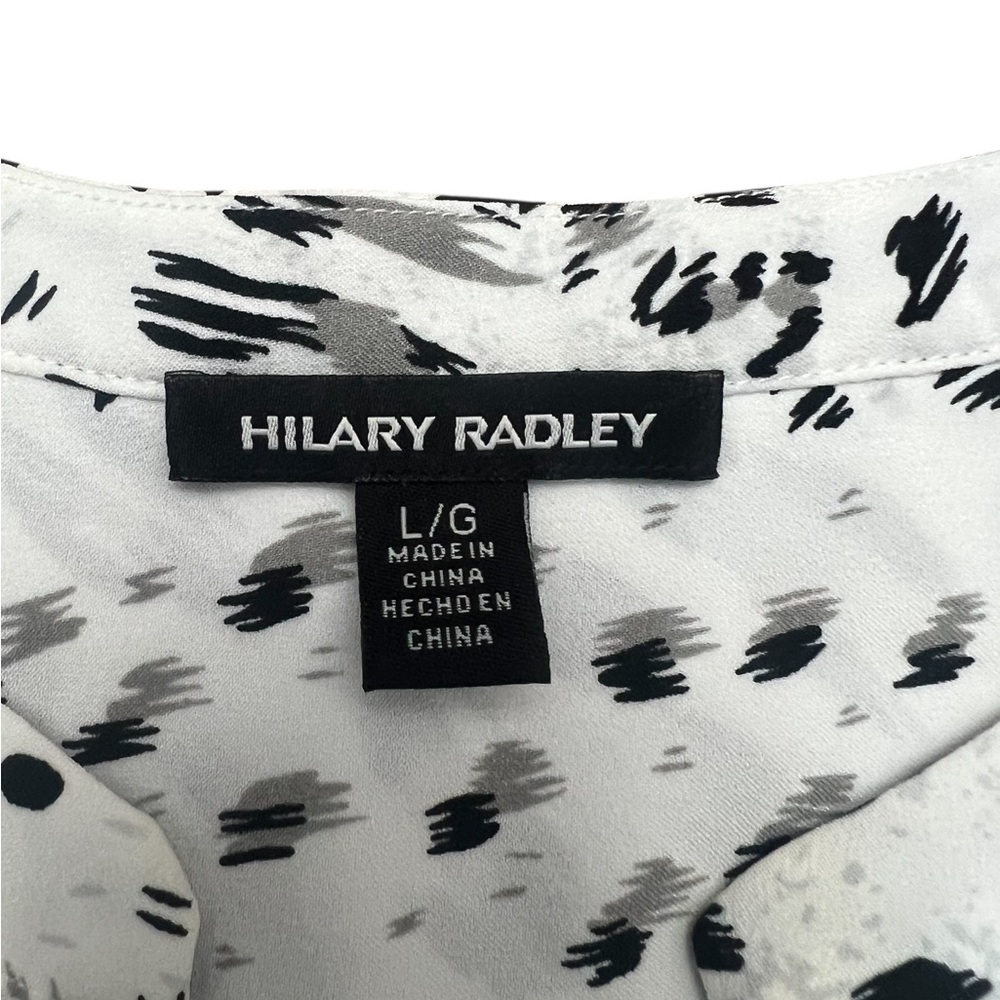 🩷 3/$20 Hilary Radley Large Women's Black and White Printed Top - Picture 5 of 9